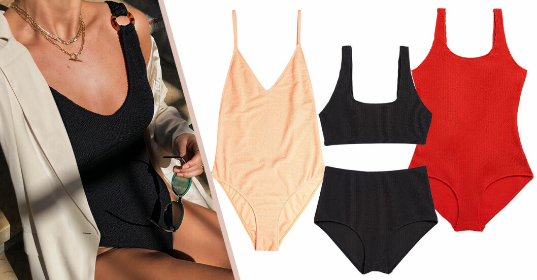 Baddräkt och bikinis med rynkat tyg för dam till sommaren 2020