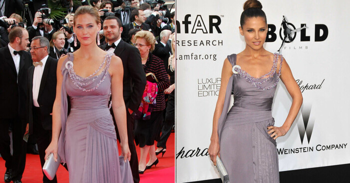 Bar Rafaeli och Elsa Pataky bar likadana klänningar vid Cannes filmfestival 2008.