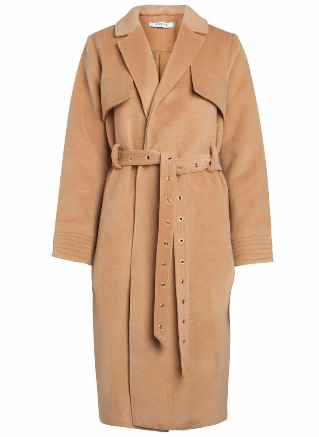 Beige höstkappa med markerad midja