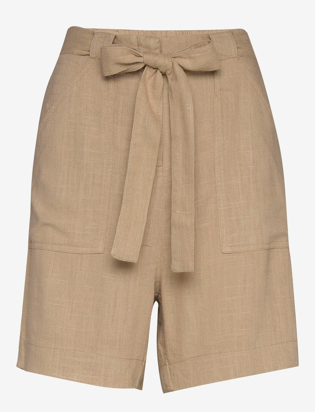 Beige linneshorts med knytband i midjan för dam till 2020