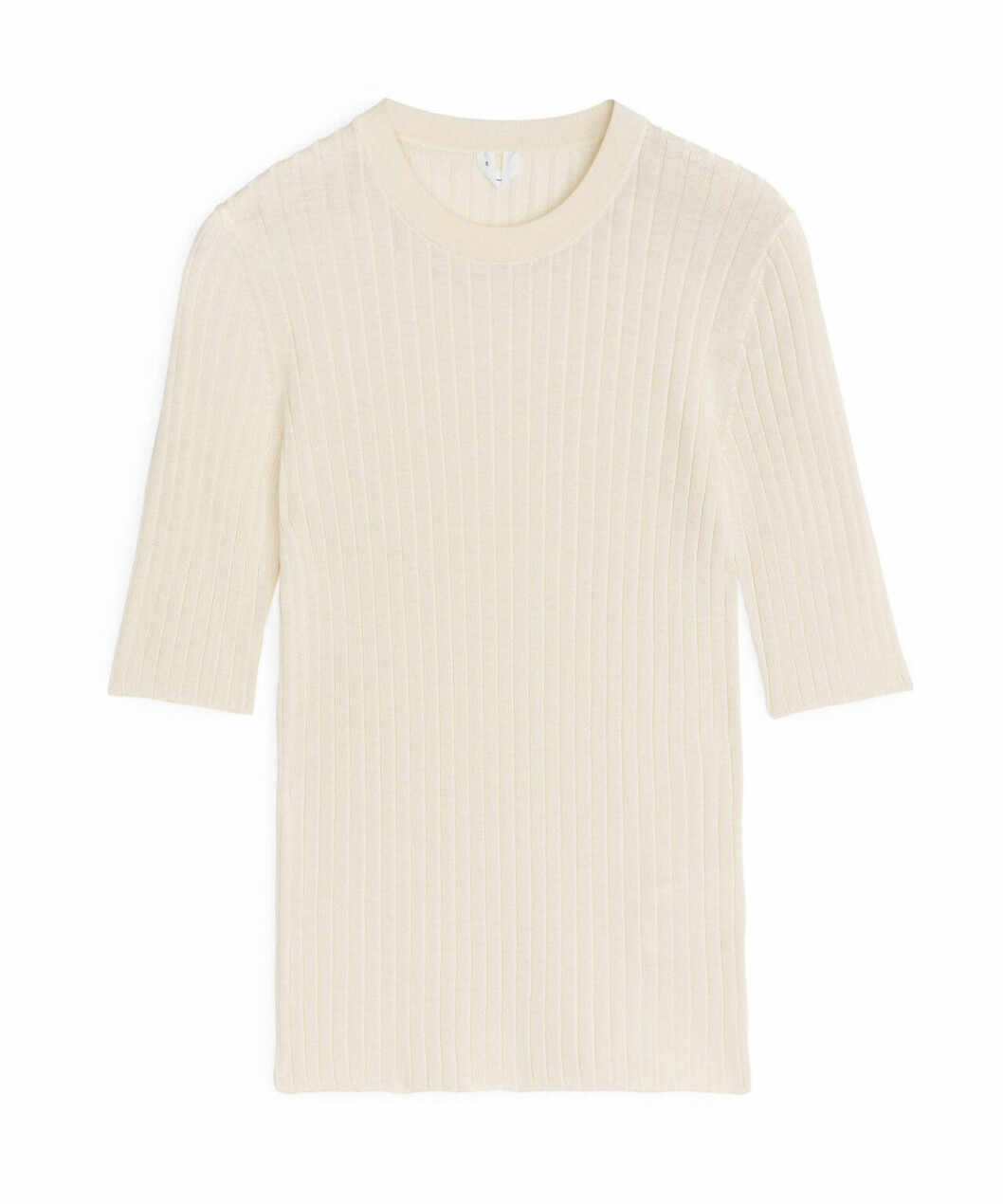 Beige ribbstickad topp med hög hals för dam till 2020