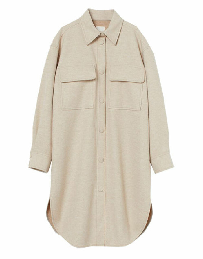 beige skjortjacka lång vår dam