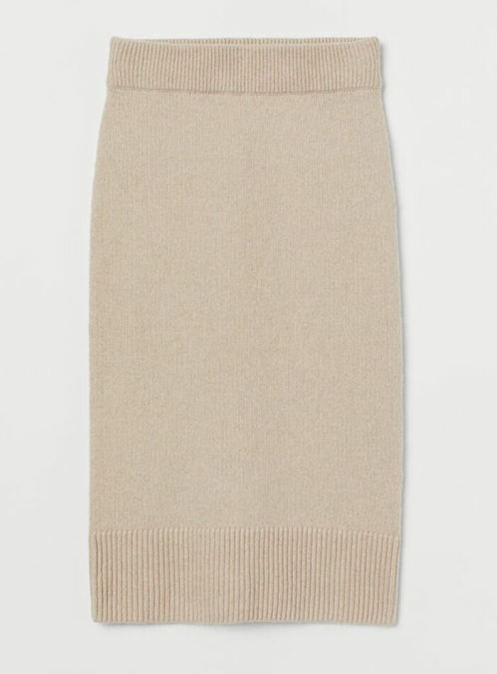 Beige stickad kjol från H&M