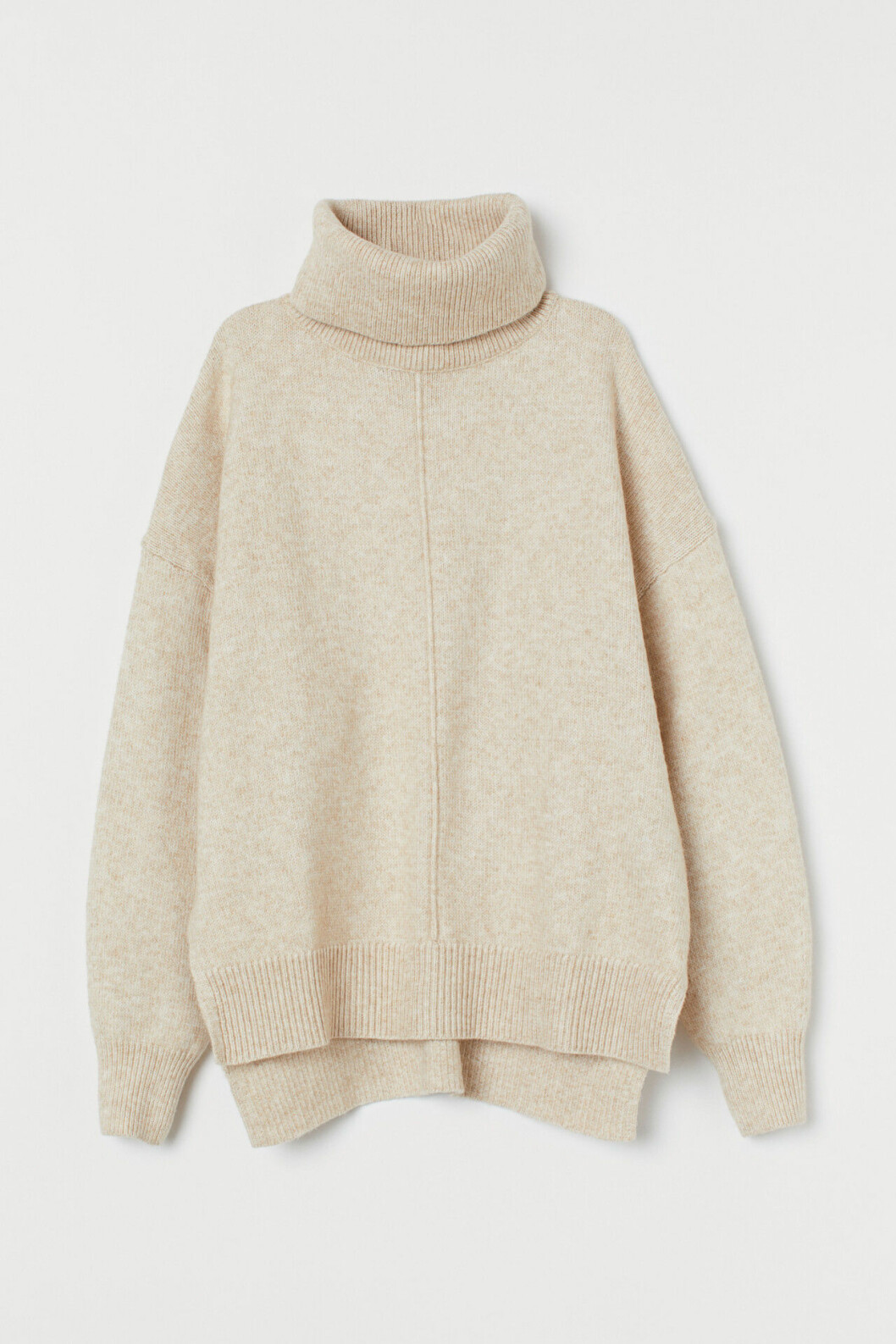 Beige stickad polotröja för dam till hösten 2019