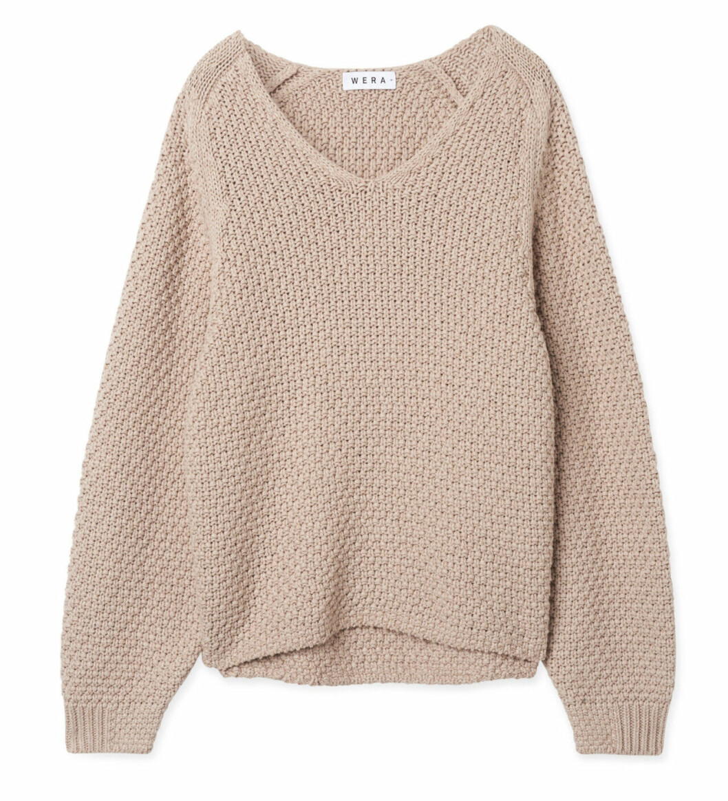 Beige stickad tröja för dam till hösten 2019
