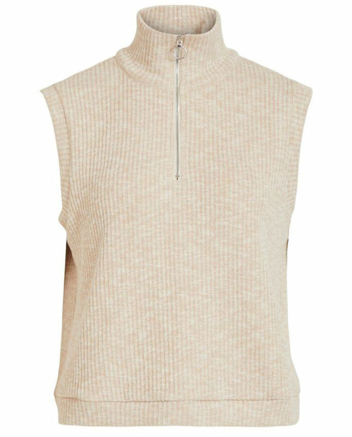 beige stickad väst