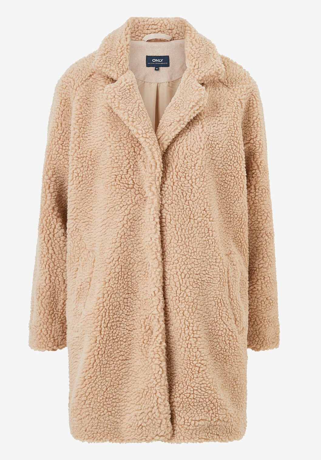 Beige teddykappa för dam till hösten 2019
