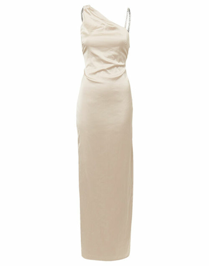 beige tight figurnära passform balklänning
