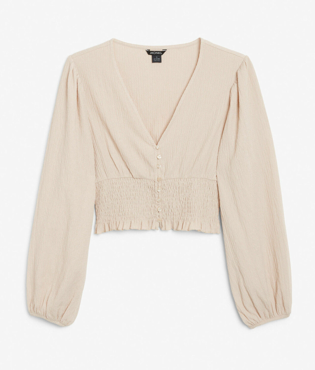 Beige topp med smock för dam till 2020