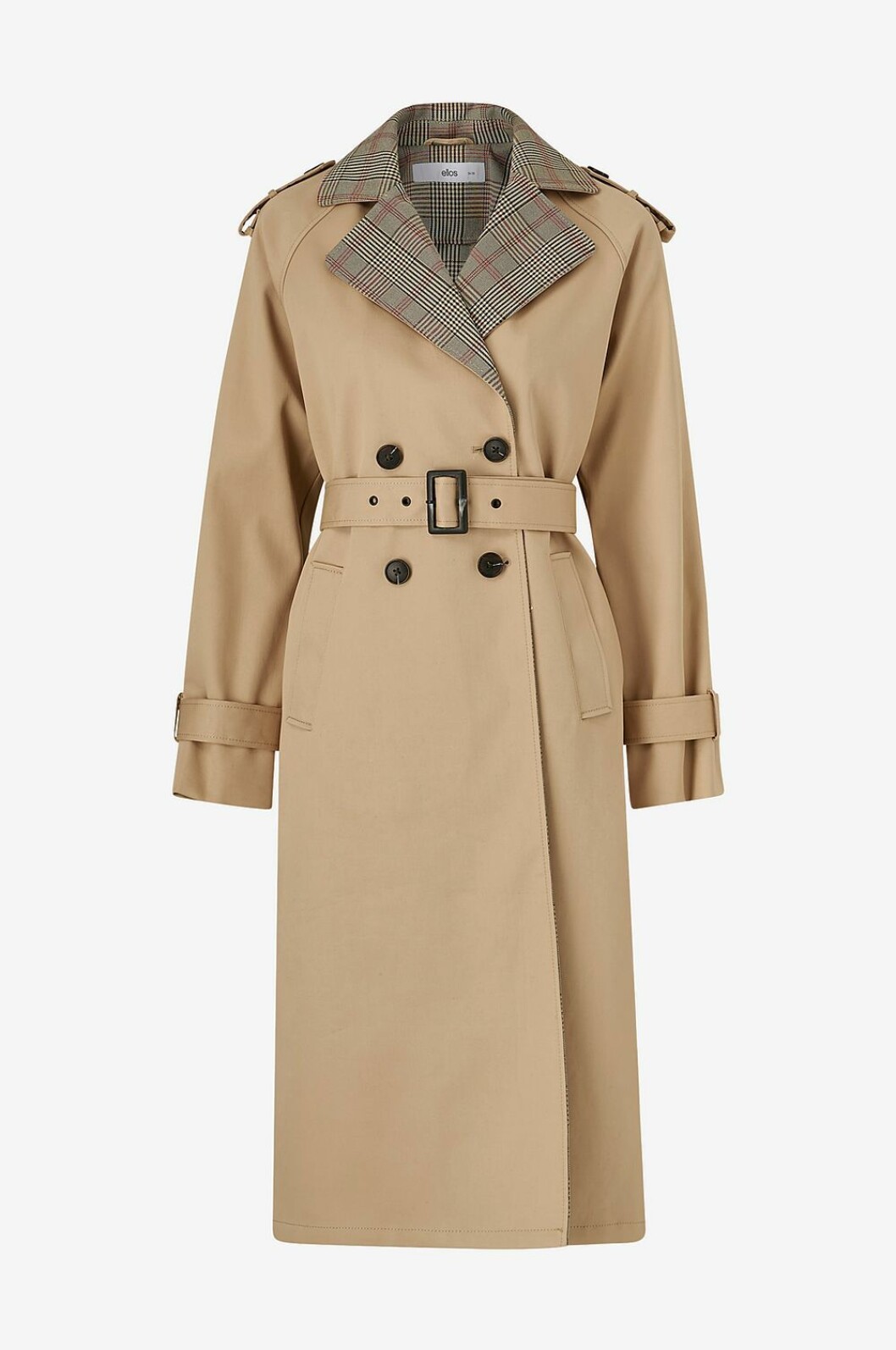 Beige trenchcoat med rutig krage för dam till 2020