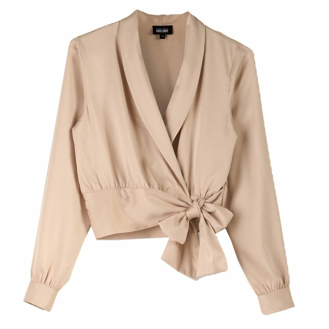Beige wrap-blus