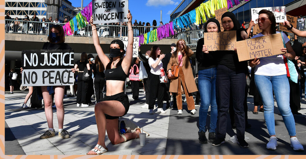 Bild från prostesterna på Sergels torg, BLM