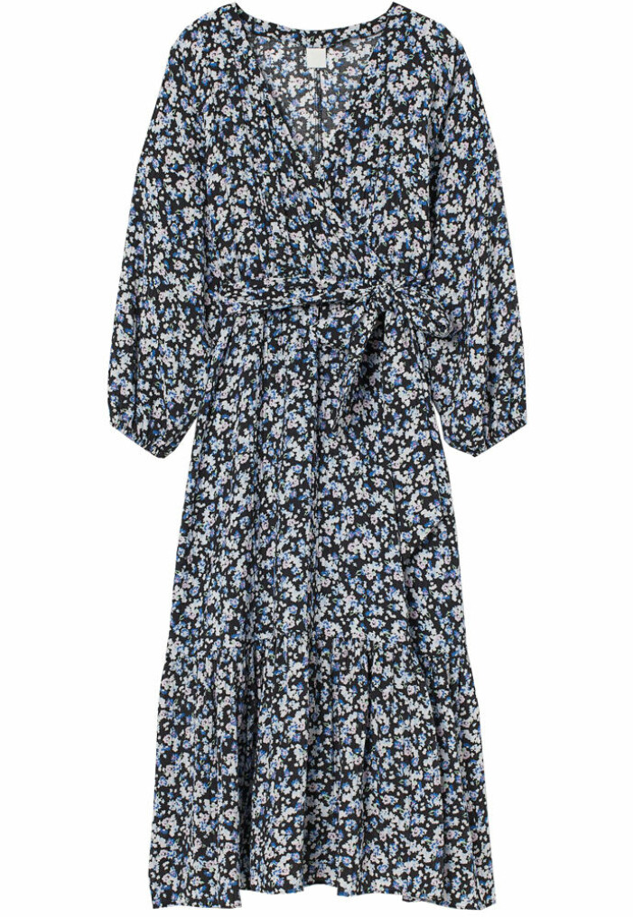 blå blommig långklänning från H&M