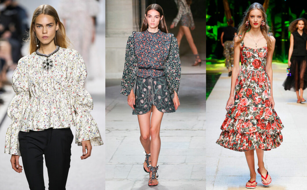 Blommigt är vårens trend hos Giambattista Valli, Isabel Marant och Dolce & Gabbana blommigt vårmode 2017