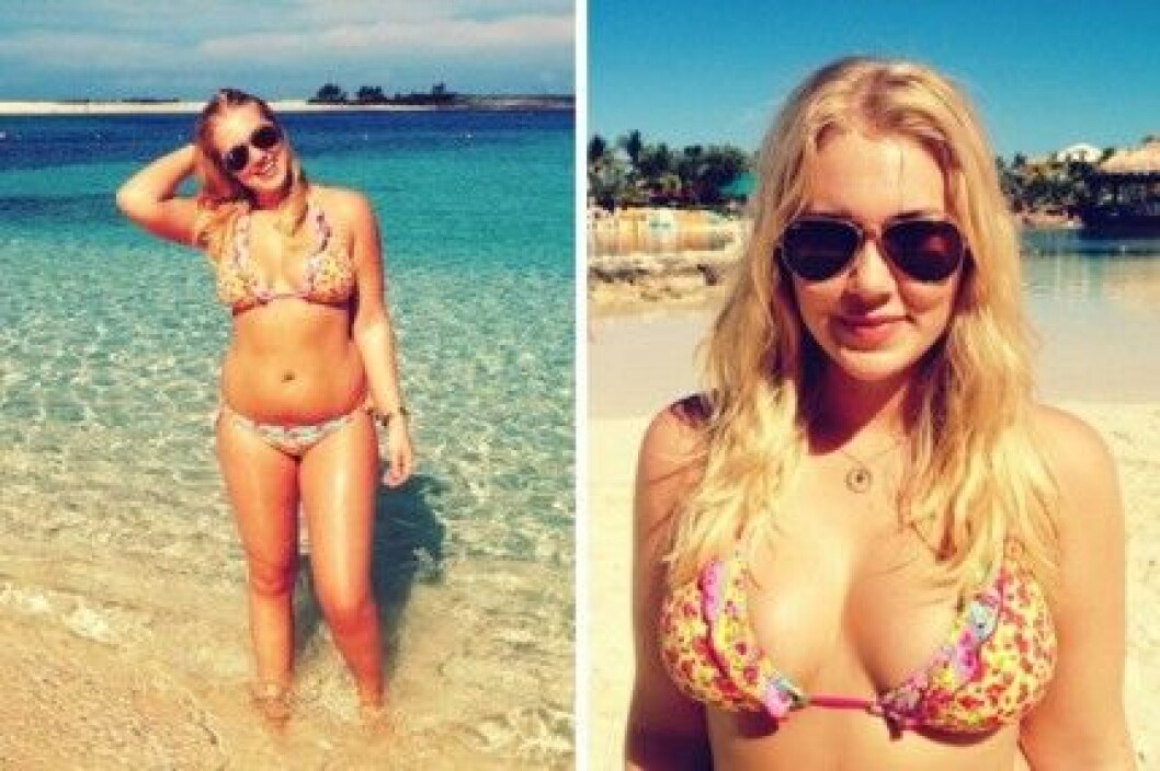 Blondinbella i bikini på Bahamas. Bilder från blondinbella.se