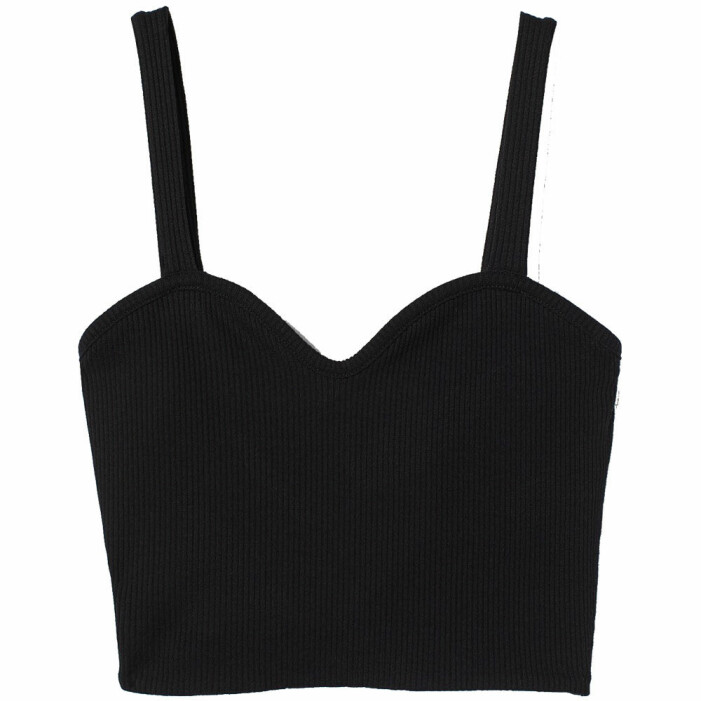 svart ribbad bralette med hjärtformad ringning