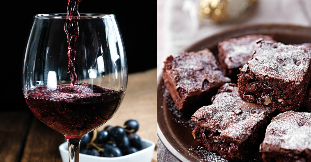 Recept: Brownies med rödvin och tranbär