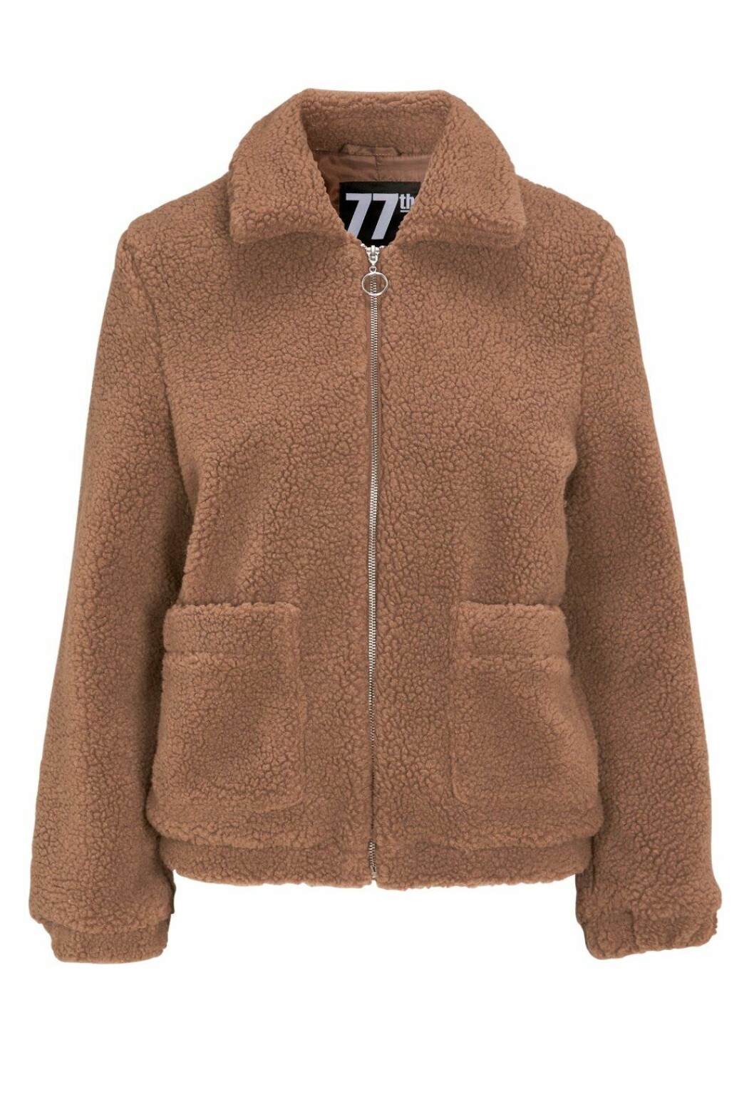 Brun teddyjacka i kort modell