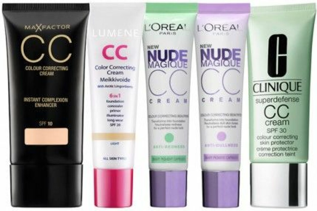 CC-cream från Max Factor, L’Oréal, Lumene och Clinique. CC-cream från Max Factor, L'Oréal, Lumene och Clinique.