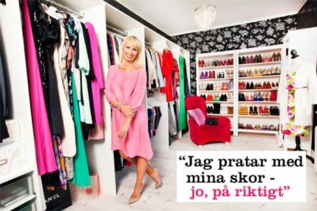 Charlotta Flinkenberg har ett rum på 25 m² där hon förvarar sina kläder. Charlotta Flinkenberg har ett rum på 25 m² där hon förvarar sina kläder.