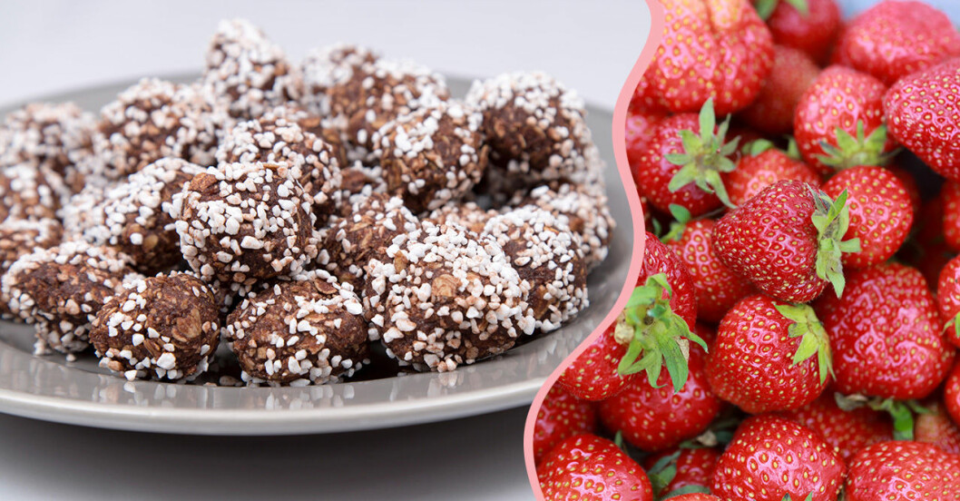 Somrigt och enkelt recept: Chokladbollar med jordgubbsgömma