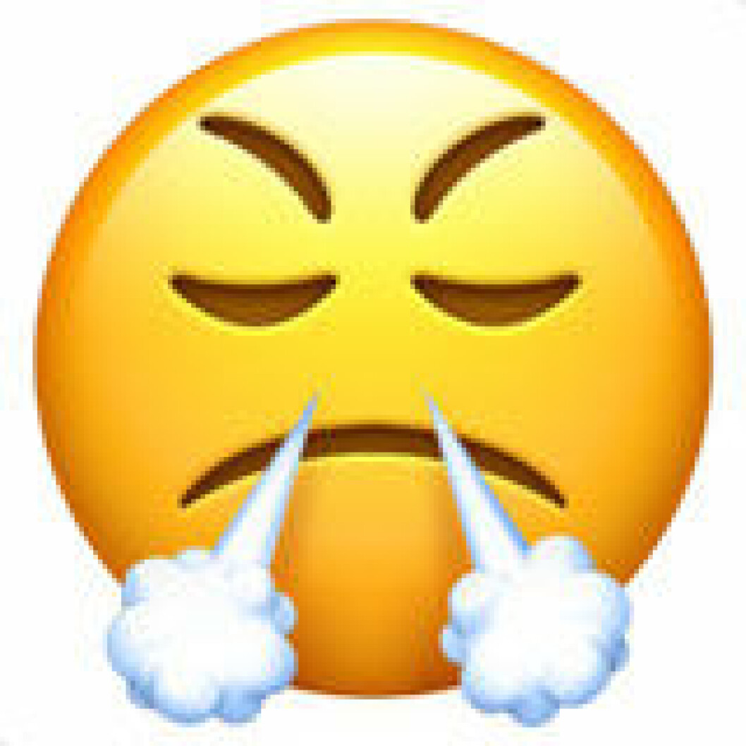 Emoji smiley med rök ur näsan