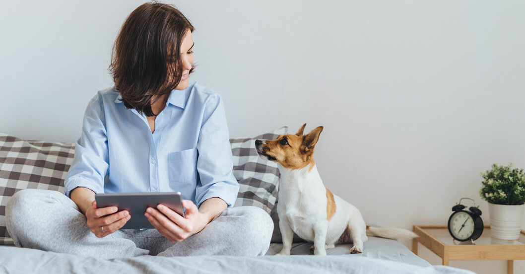 Tänk både på ordval och tonläge när du pratar med din hund – hen förstår dig bättre än du tror! Foto: IBL Matte pratar med sin hund som förstår vad hon säger.