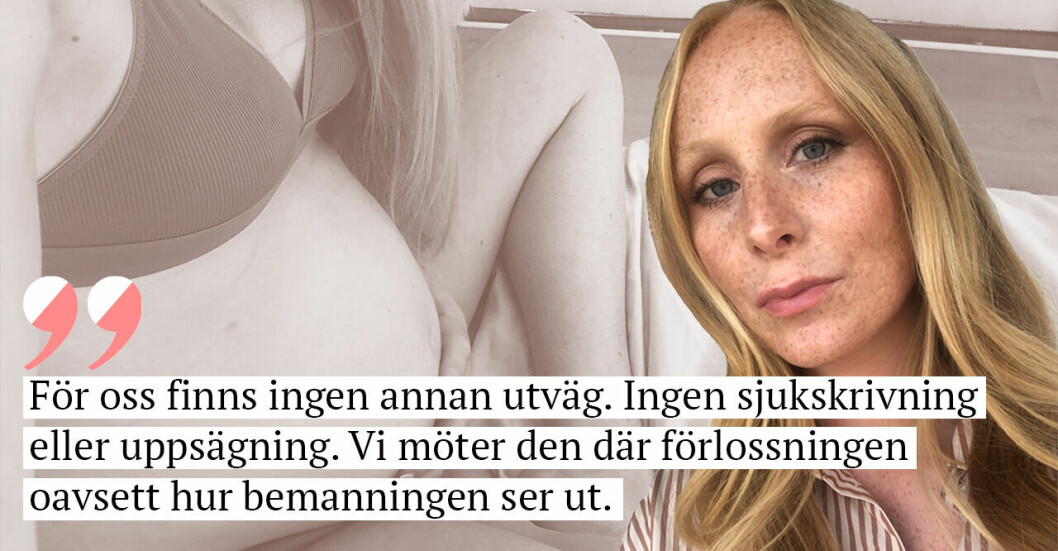 Gravida Lisa Segerson under förlossningskrisen i Stockholm.