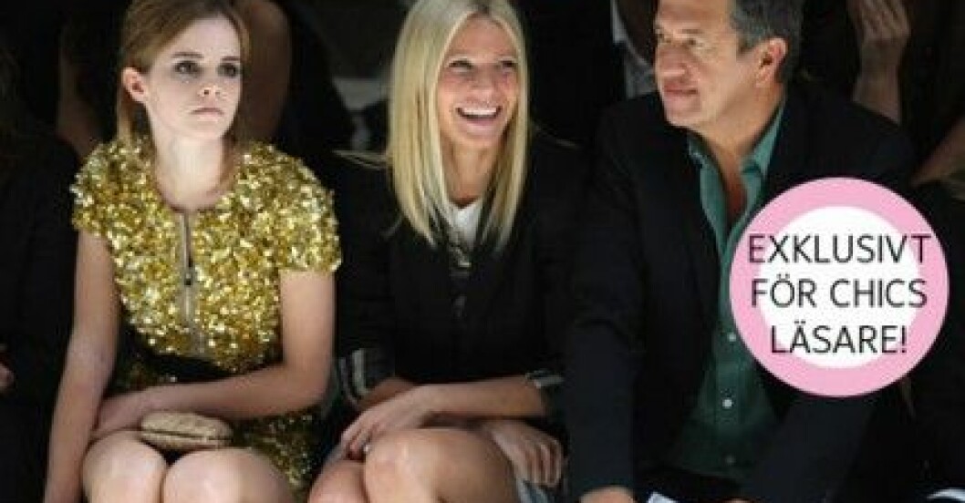 Emma Watson, Gwyneth Paltrow och Mario Testino front row i London. Emma Watson, Gwyneth Paltrow och Mario Testino front row på London Fashion Week.