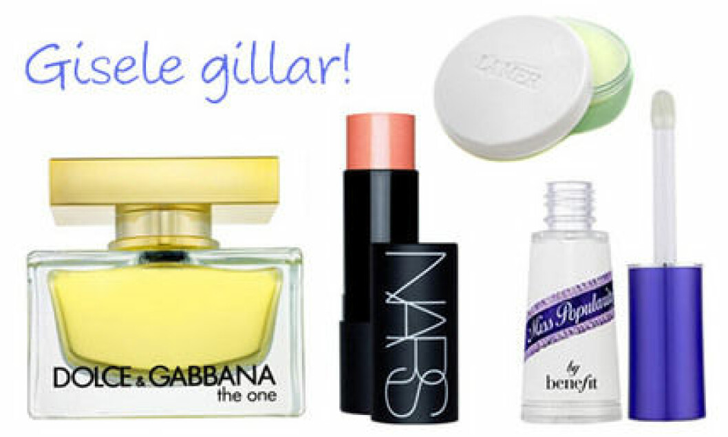 Gisele Bündchen gillar Dolce & Gabbana, Nars, La Mer och Benefit! Gisele Bündchen gillar Dolce & Gabbana, Nars, La Mer och Benefit!