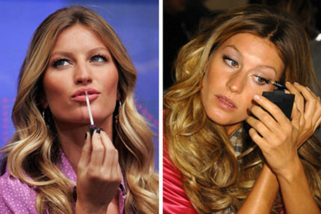 Gisele med läppglans från Victoria's Secret och kajal från Elizabeth Arden. Gisele Bündchen med läppglans från Victoria's Secret och kajal från Elizabeth Arden.