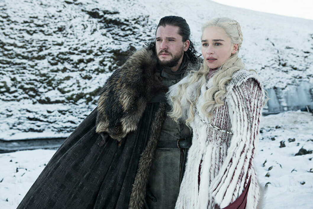 En bild på karaktärerna Jon Snow och Daenerys Targaryen från tv-serien Game of Thrones.