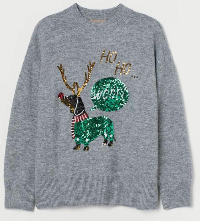 Grå jultröja med paljetter