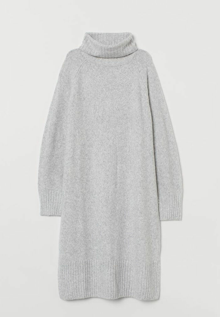 gra-stickad-klanning-h&m