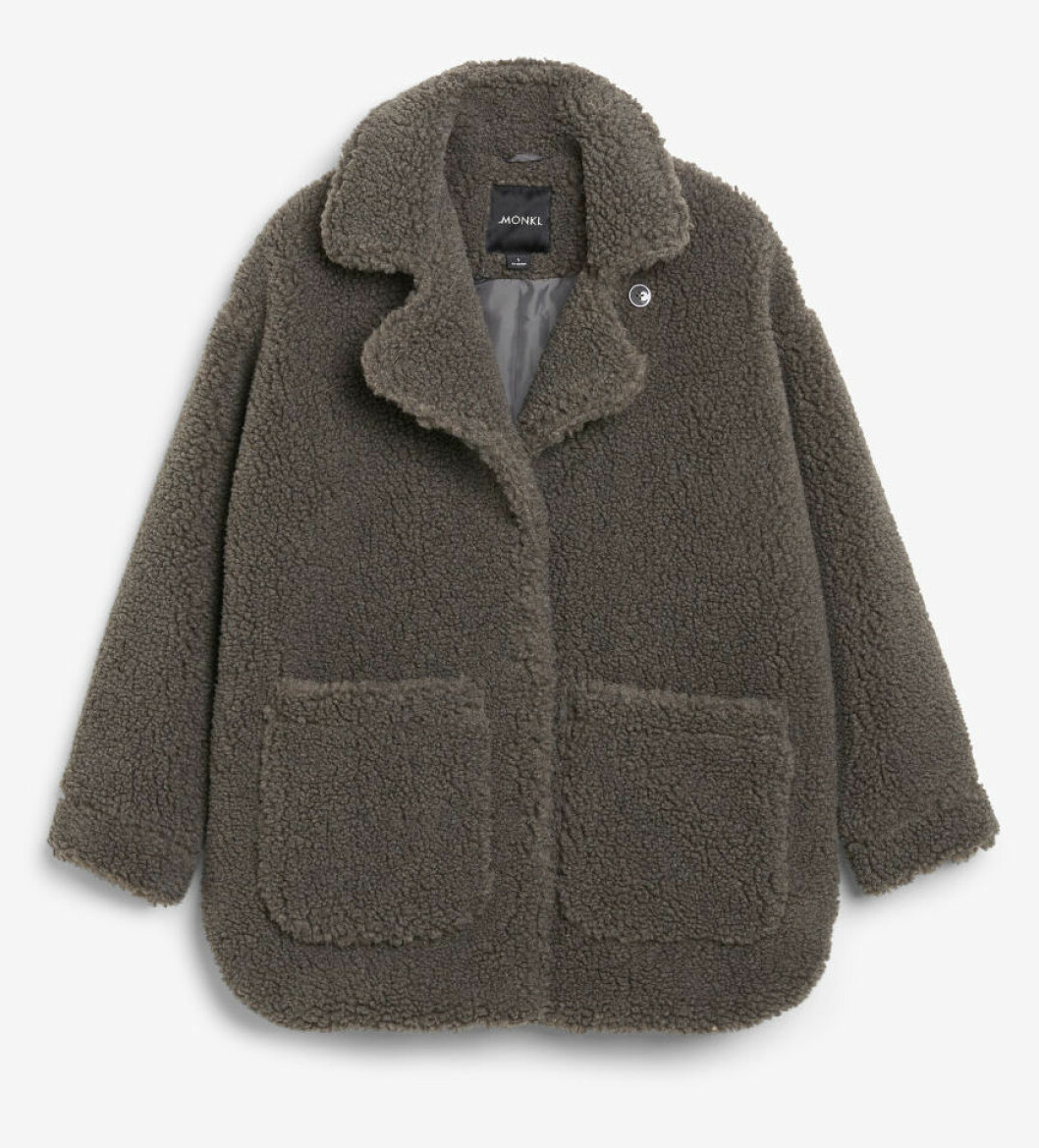 Grå teddyjacka med fickor för dam till hösten 2019