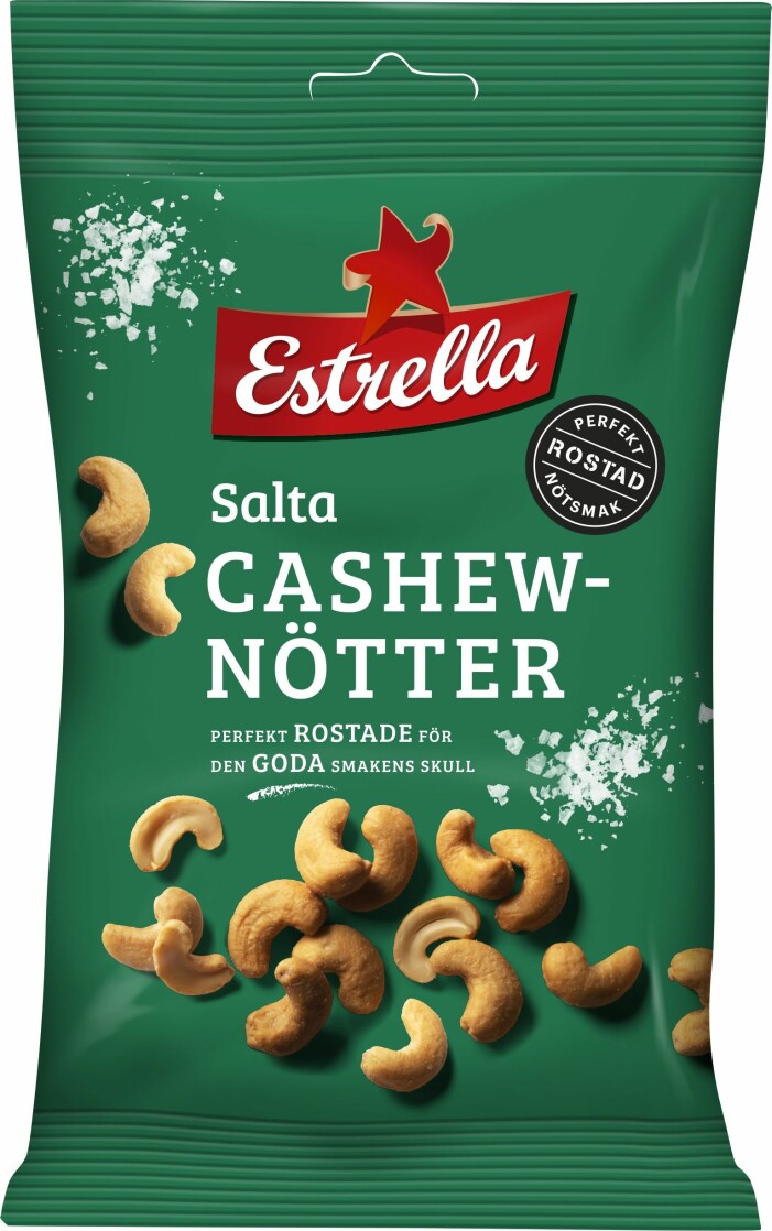 Grön påse med cashewnötter från estrella