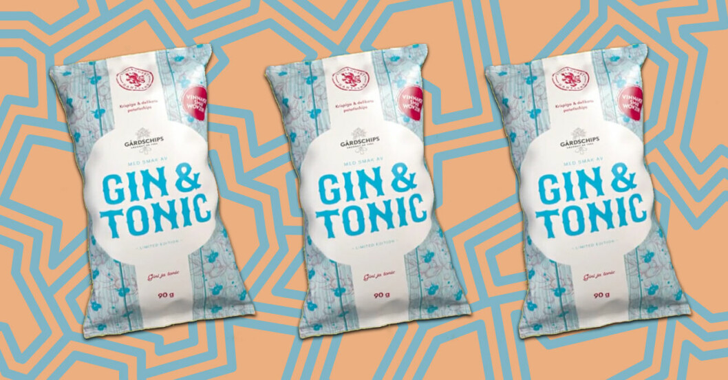 Tre chipspåsar med smak av Gin & tonic