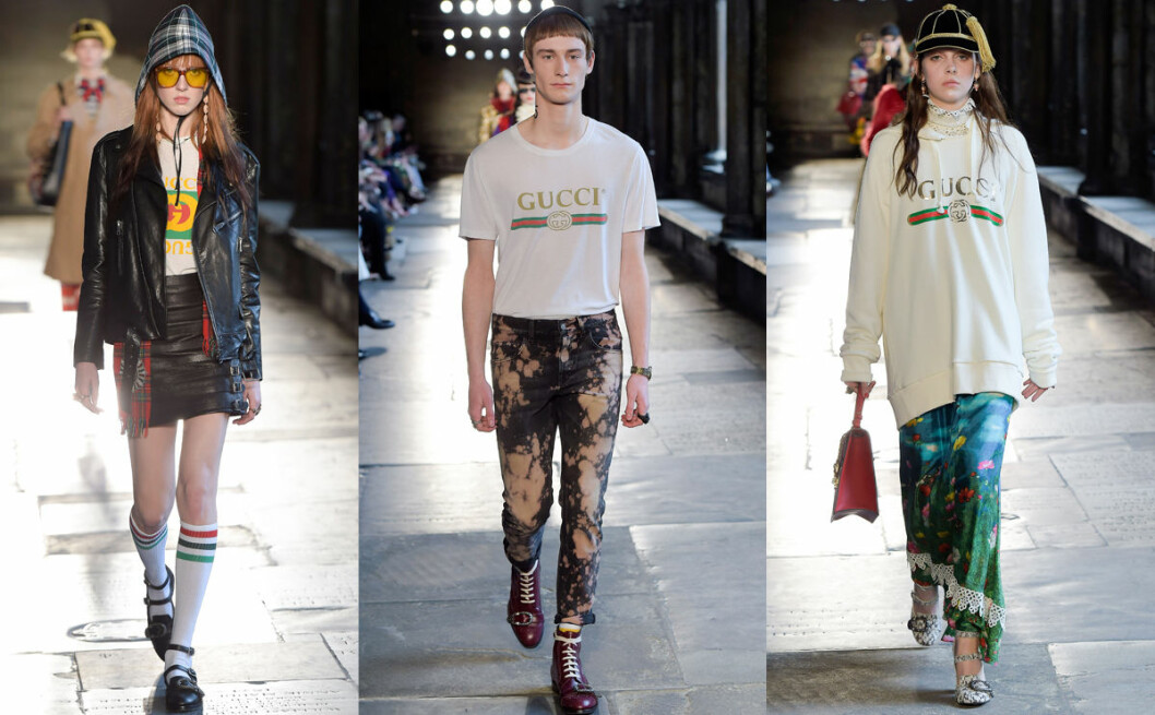 Gucci gjorde succé med fejkinspirerade t-shirts och sweatshirts under sin resort 2017-kollektion. gucci tröja köpa 2018