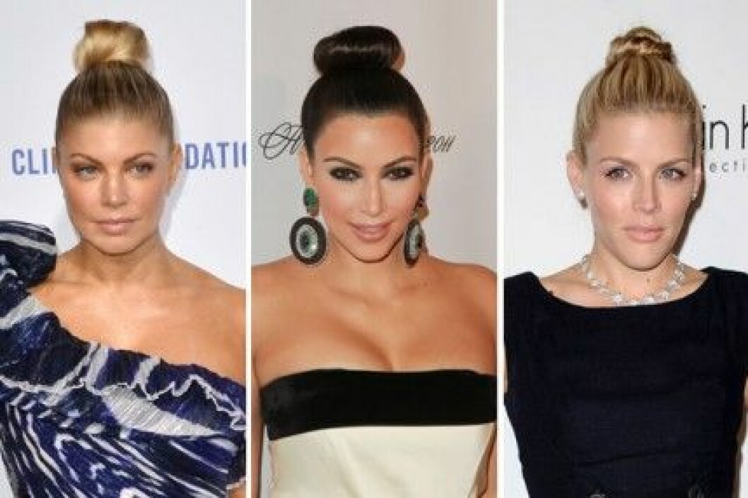 Fergie, Kim Kardashian och Busy Philipps gillar den höga hårknuten!