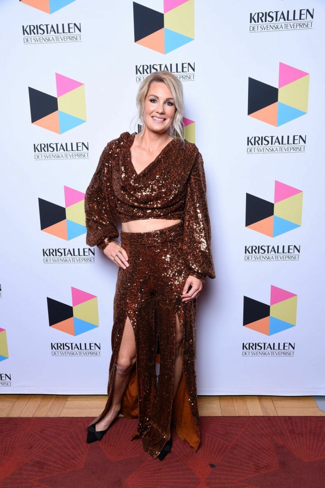 Hanna Marklund. Hanna Marklund på röda mattan på Kristallen 2020