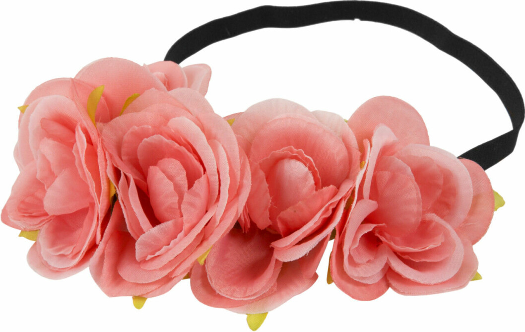 Hårband med stora rosa blommor till midsommar 2019