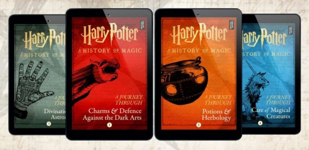 De fyra nya e-böckerna om Harry Potters magiska värld.