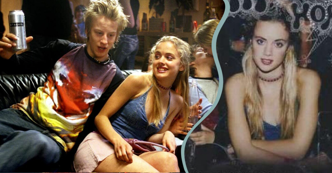 Filip Berg som karaktären Sebbe som blir kär i Sofie som spelas av Amanda Renberg, i filmen Hip hip hora! som hade premiär 2004.