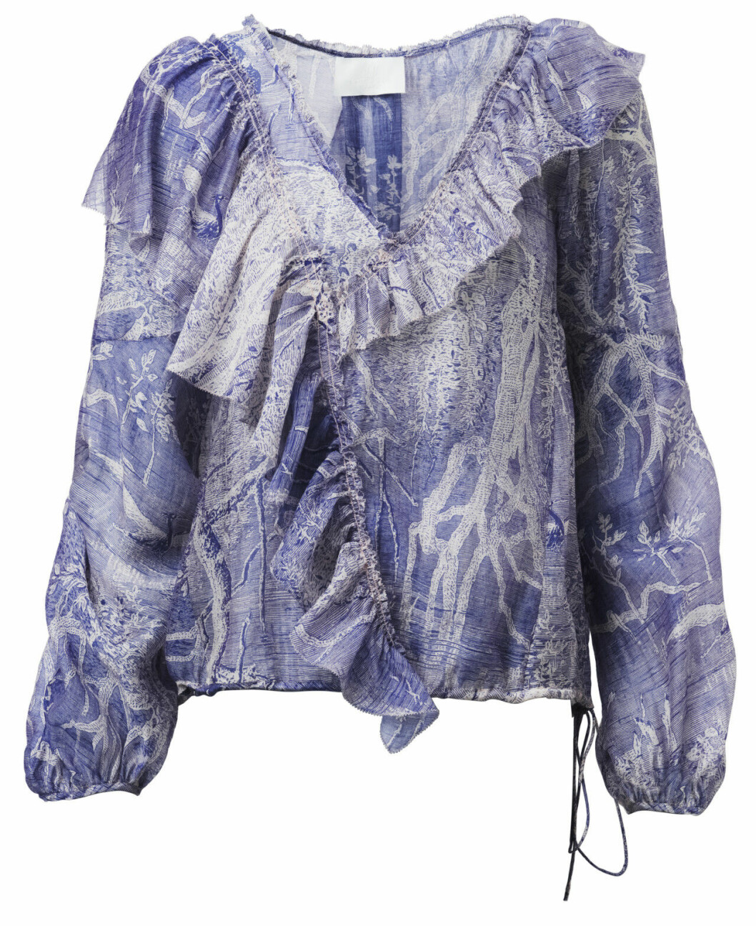 H&M Conscious Exclusive 2019 blå volangblus