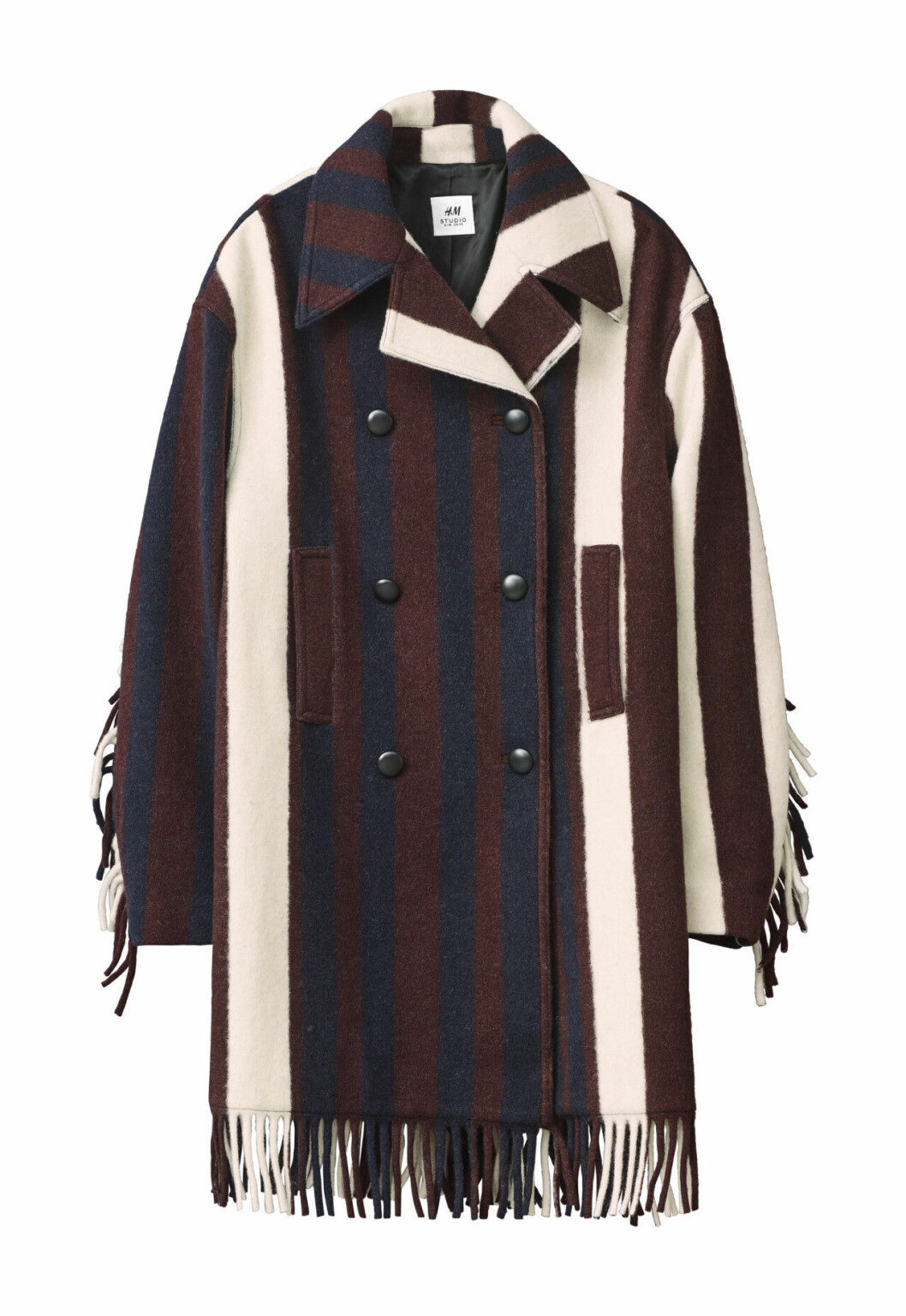 H&M Studio höstkollektion aw 2019 – randig ullkappa