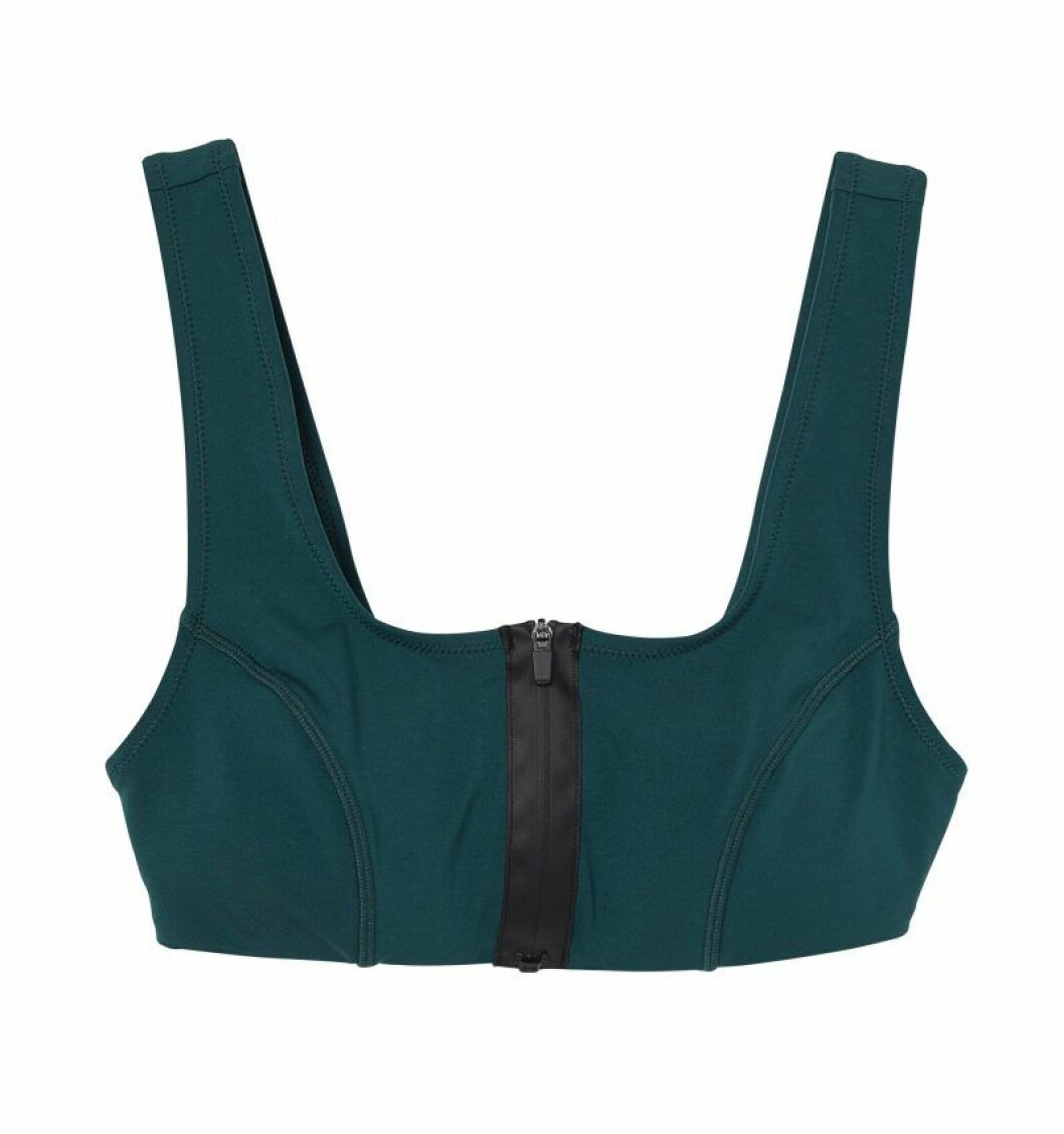 H&M har släppt surfkollektion: Mörkgrön bikinitopp