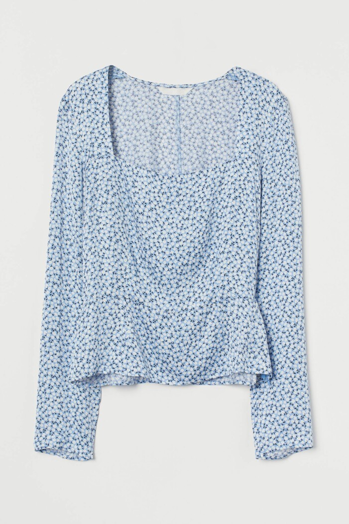 ljusblå blommig blus från H&M