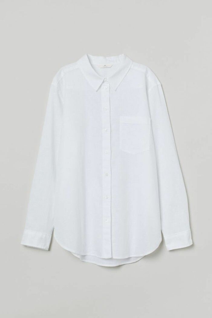 vit skjorta i linnemix från H&M