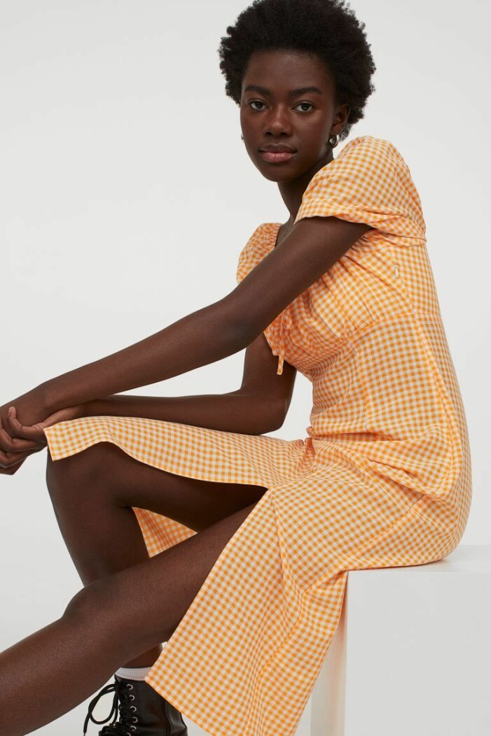 orange rutig klänning från H&M
