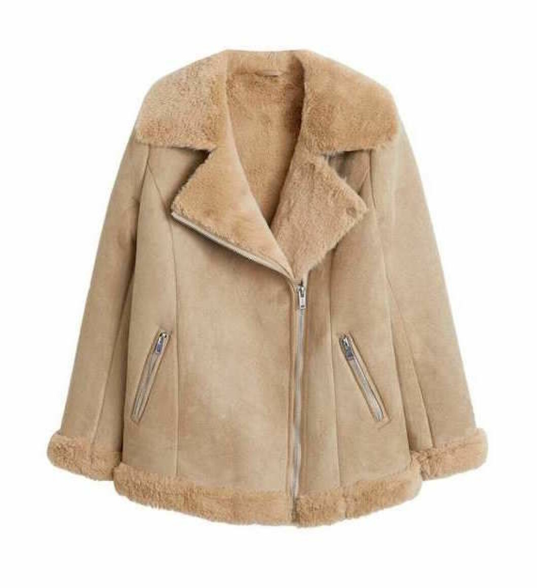 Beige bikerjacka för dam till hösten 2019